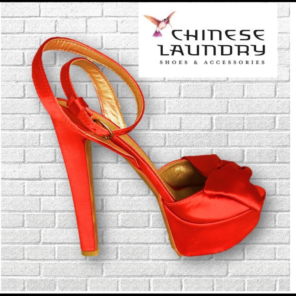 Chinese Laundry Satin Heels Orange